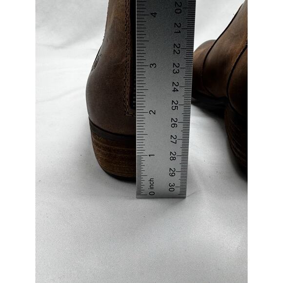 Born Kerri Brown Leather Ankle Boots Block Heel Zip Booties Womens Sz 11 - Picture 12 of 12